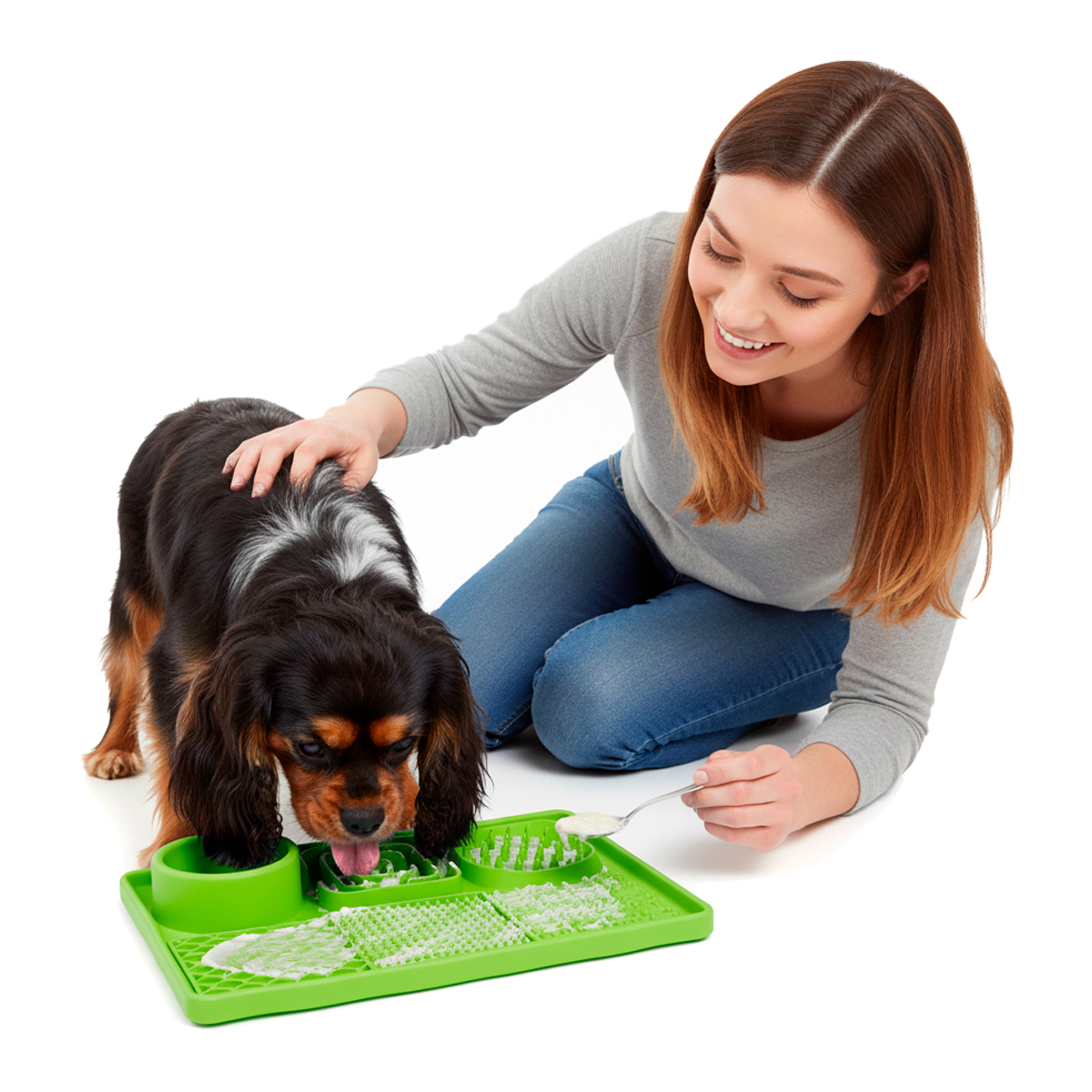 Tapete De Alimentação Lenta Cães E Gatos Com Ventosa Animaux - Verde — foto 7
