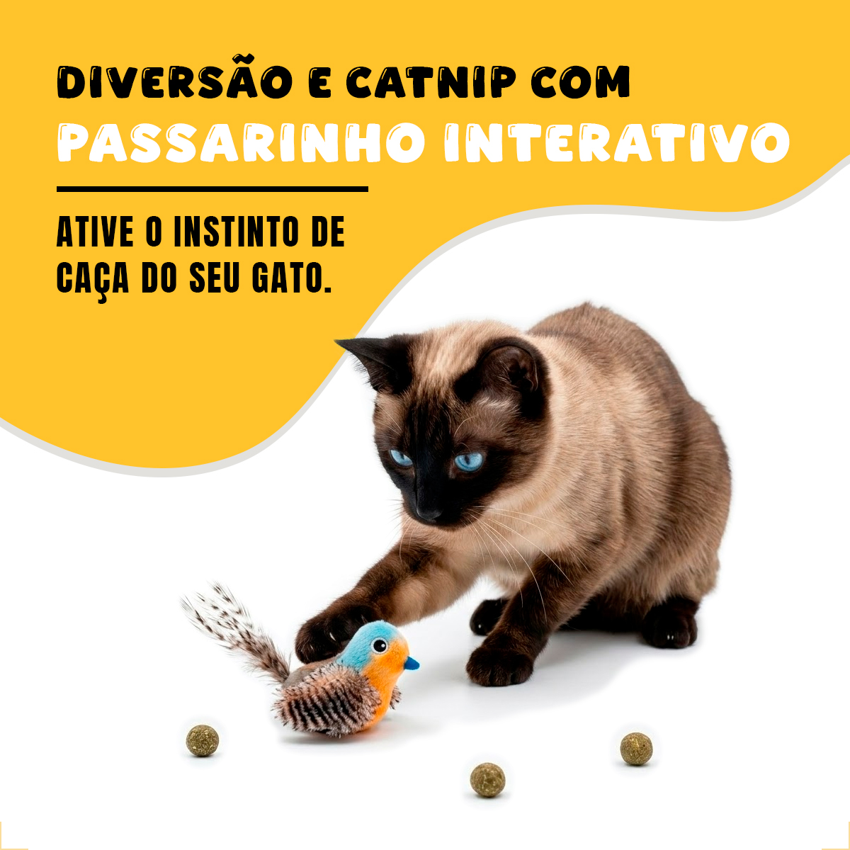 Brinquedo Interativo Som Bolinhas Catnip Aves/Passáros Gatos FOFOS - Pássaro Azul — foto 2