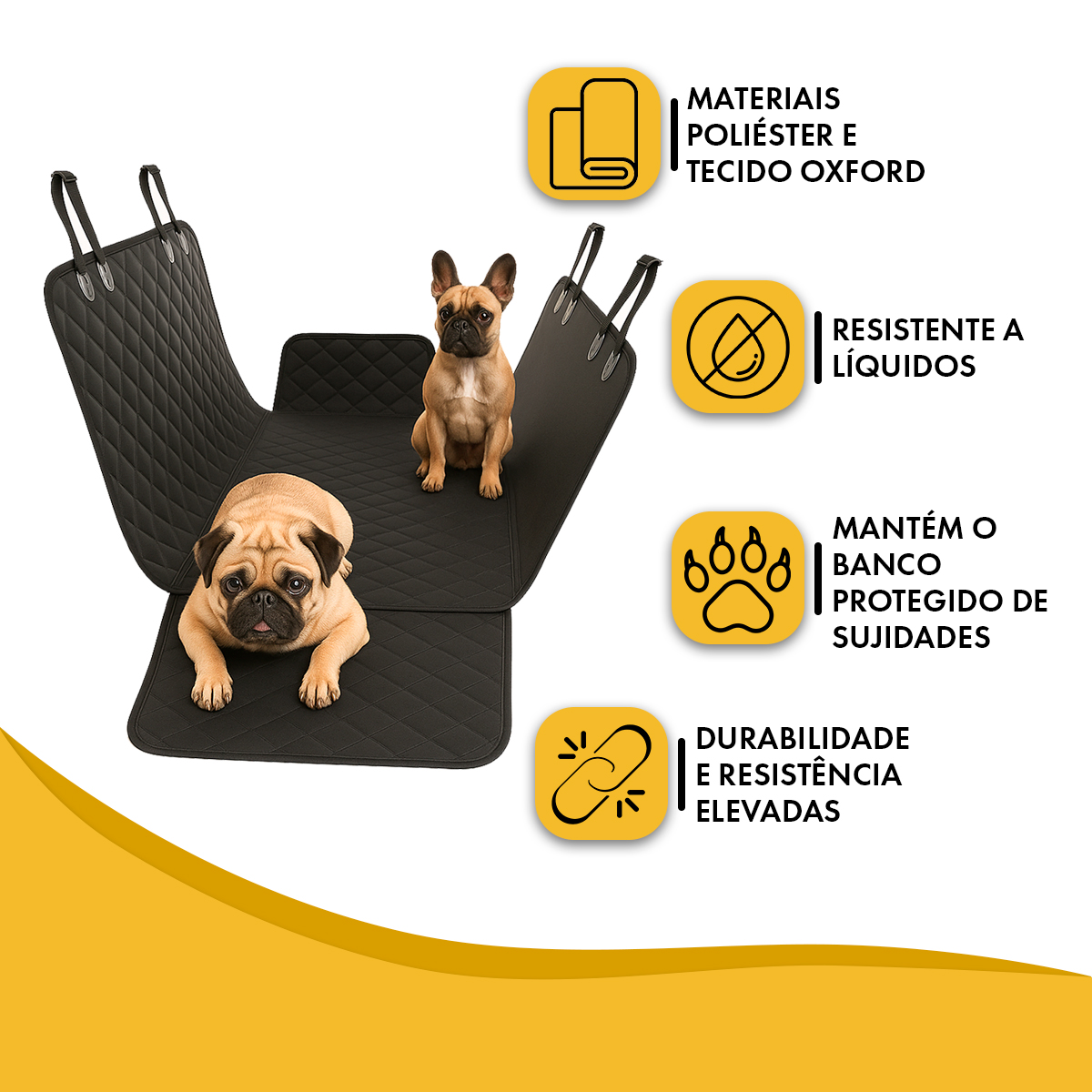 Capa Protetora para Carro Banco Traseiro Pet Cães Gatos com Passagem de Cinto  — foto 5