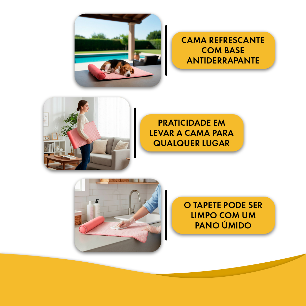 Cama Tapete Colchonete Refrescante Cães Gatos P 60x40 - Rosa — foto 6