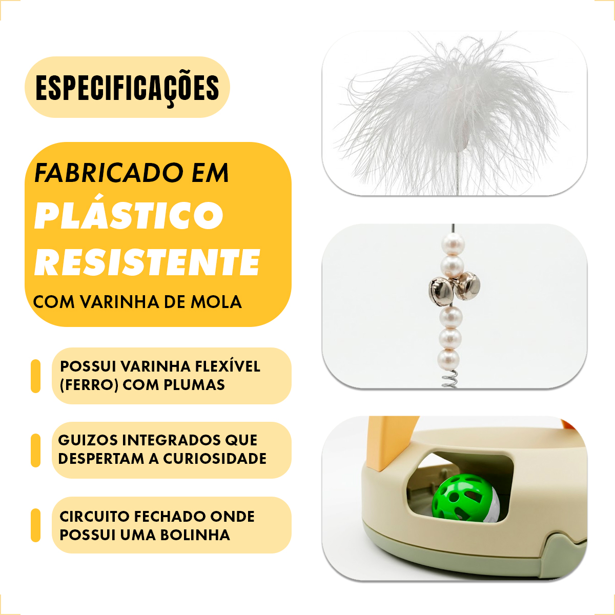 Brinquedo Interativo para Gatos com Guizo e Bolinha - Verde — foto 6