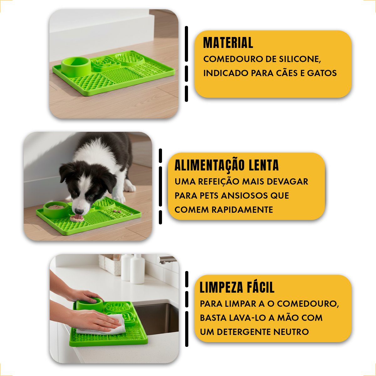 Tapete De Alimentação Lenta Cães E Gatos Com Ventosa Animaux - Verde — foto 4