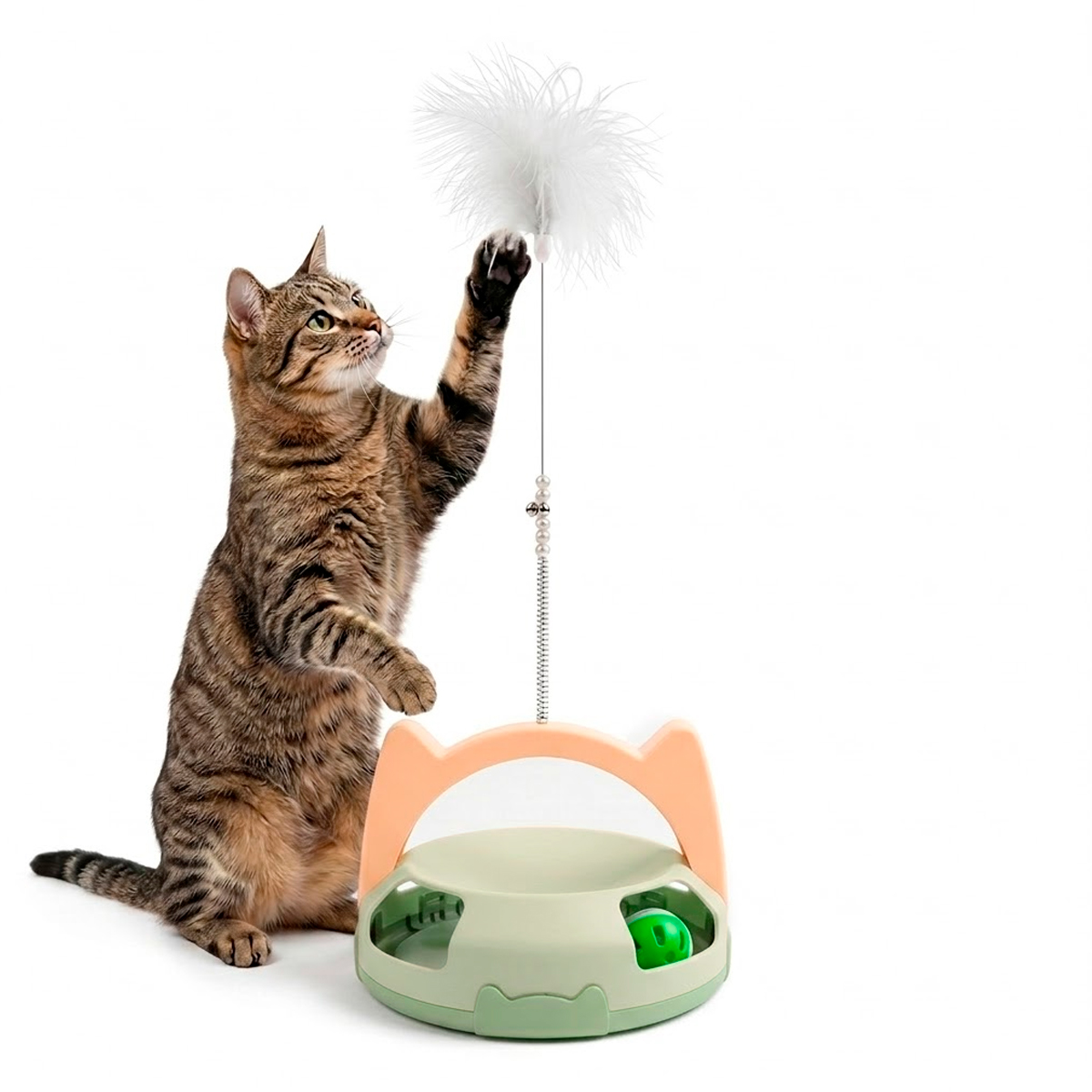Brinquedo Interativo para Gatos com Guizo e Bolinha - Verde — foto 3