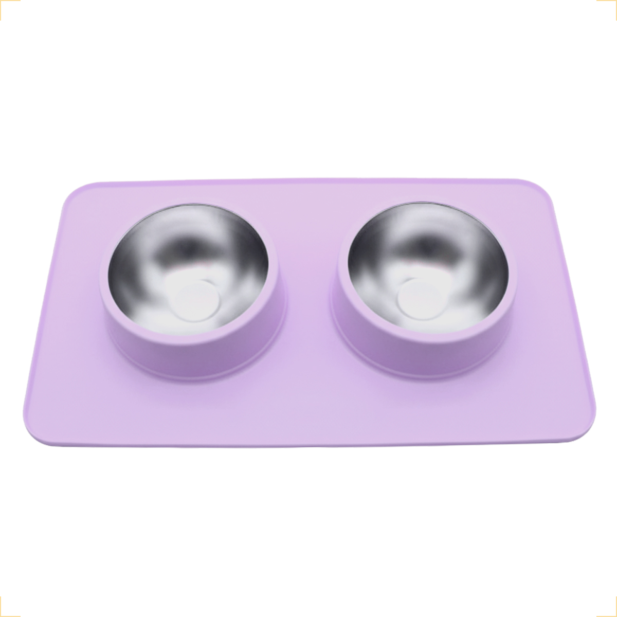Comedouro bebedouro duplo silicone inox antiderrapante - Roxo