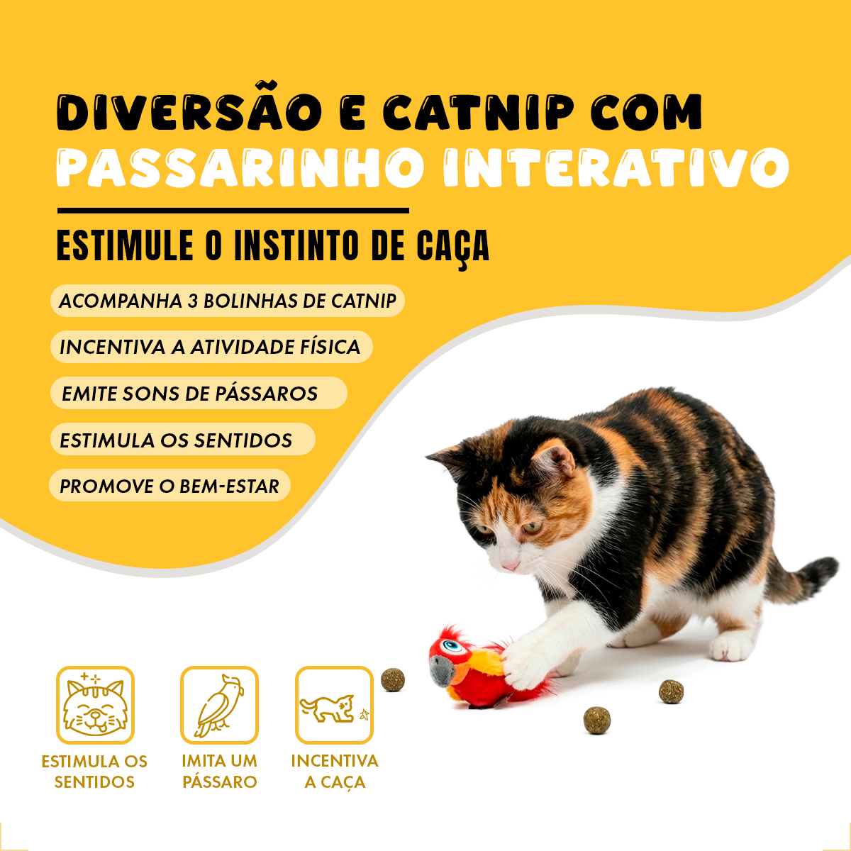 Brinquedo Interativo Som Bolinhas Catnip Aves/Passáros Gatos FOFOS - Tucano — foto 5