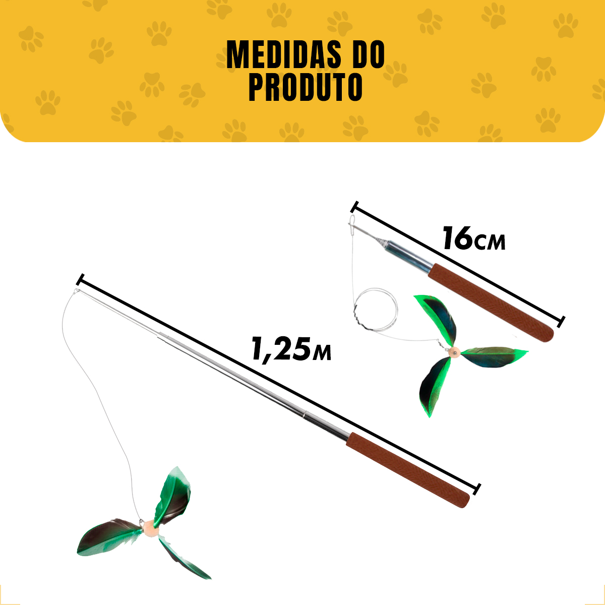 Varinha Para Gato Com Pena Natural Corda Aço  — foto 4