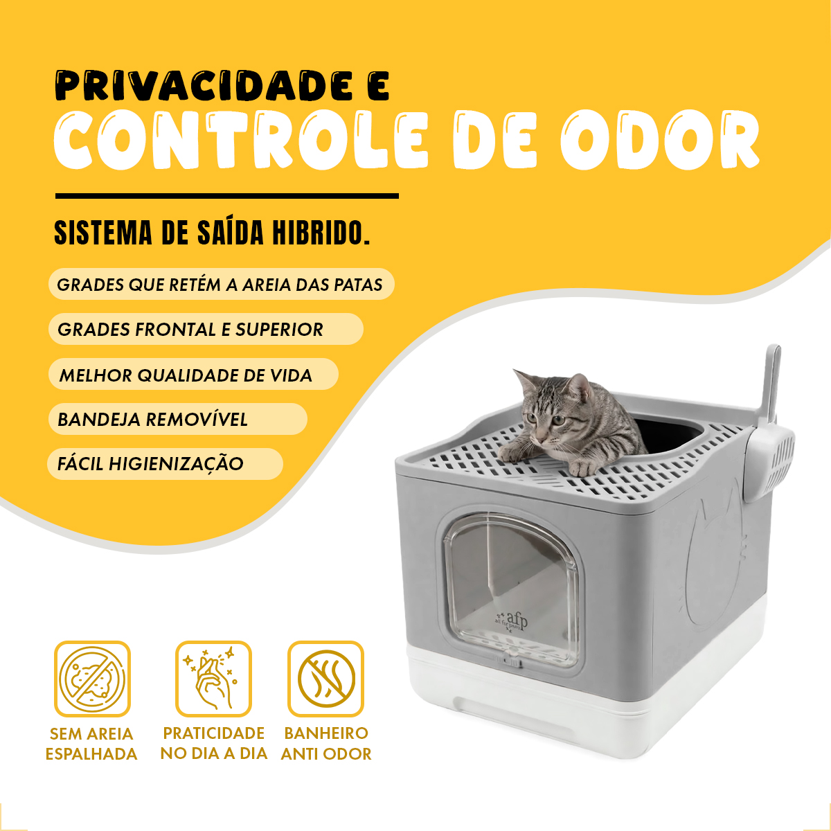CAIXA DE AREIA BANHEIRO DOBRÁVEL PARA GATOS ATÉ 12 kg - CINZA-ESCURO — foto 3