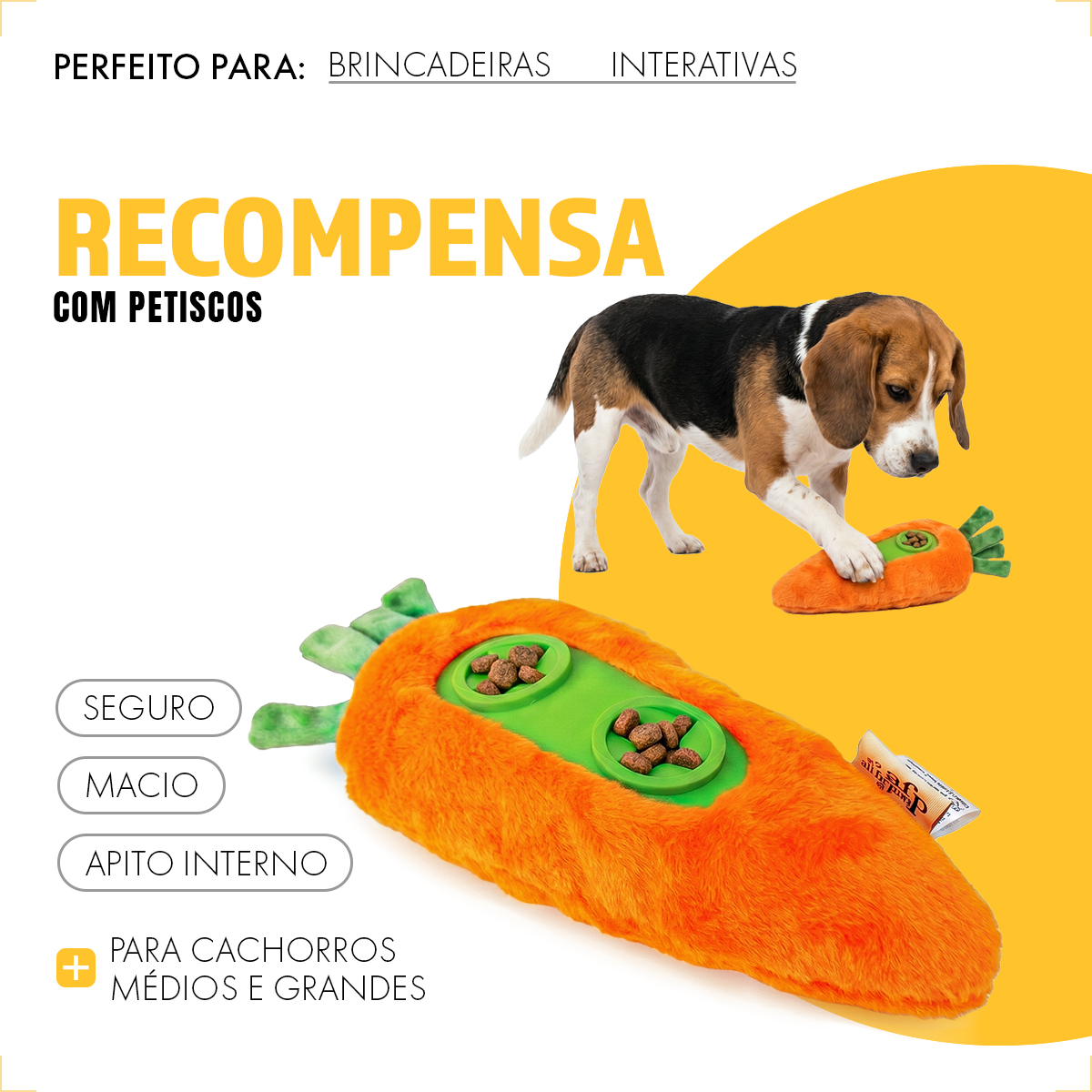Brinquedo Pelúcia Pet Porta Petiscos Vegetais AFP - CENOURA — foto 6