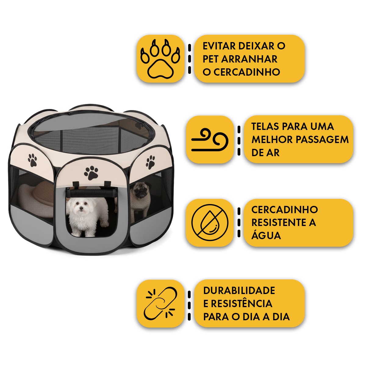Cercadinho Pet Portátil Dobrável M  91 cm  - Cinza — foto 6