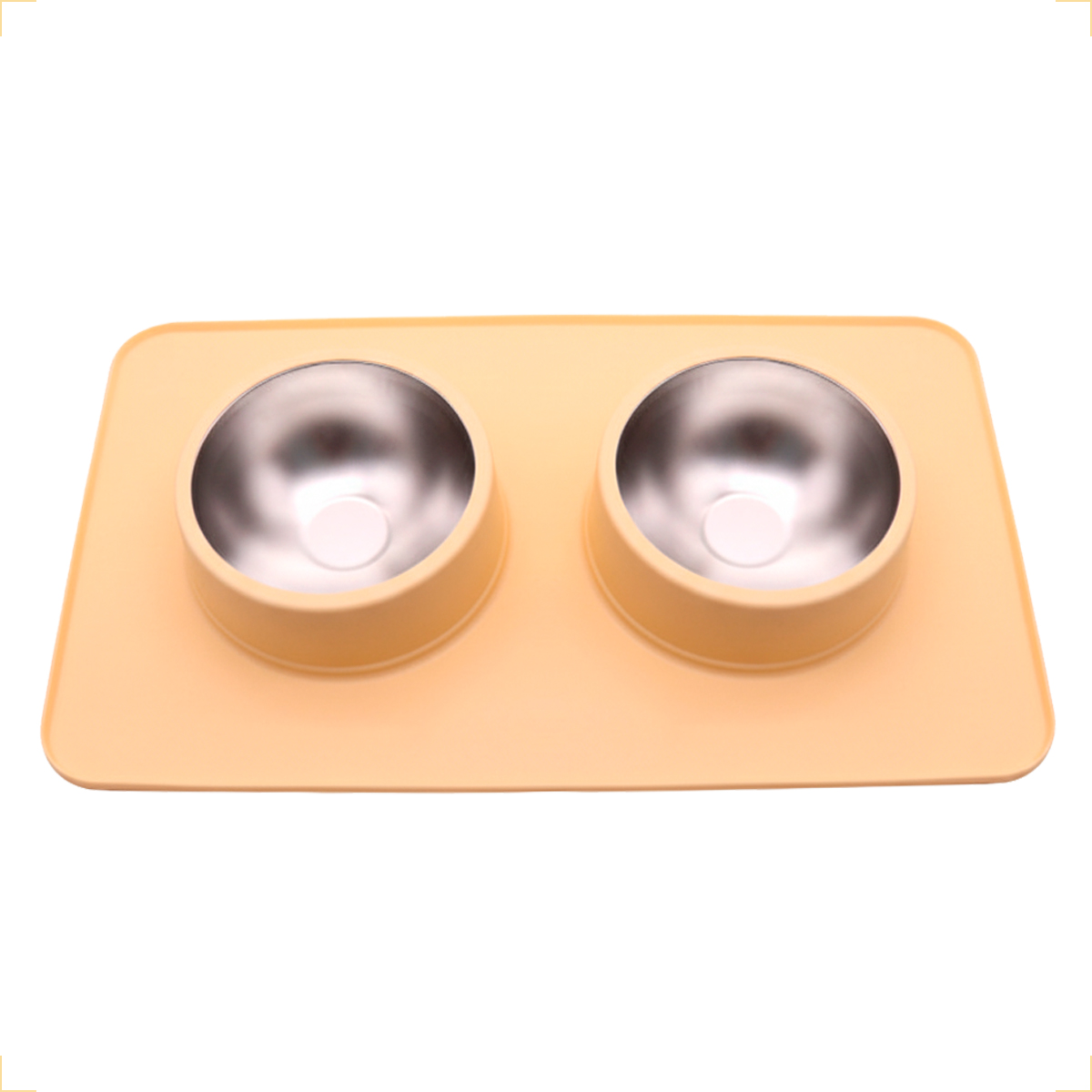 Comedouro bebedouro duplo silicone inox antiderrapante - Bege