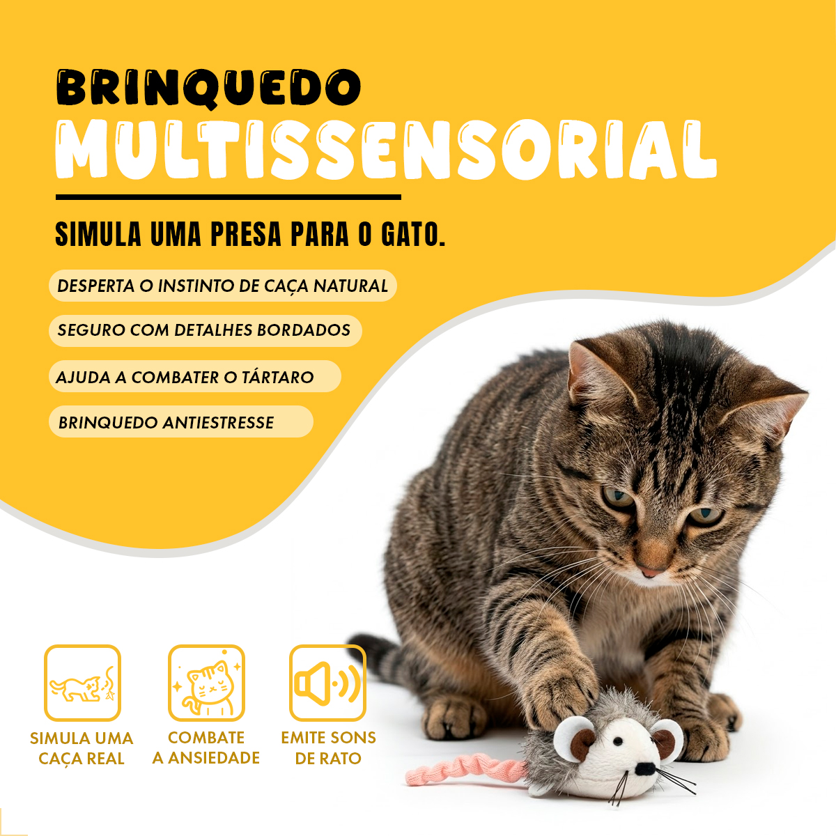 Brinquedo Pelúcia Sonoro Rato Gatos Cães FOFOS — foto 4