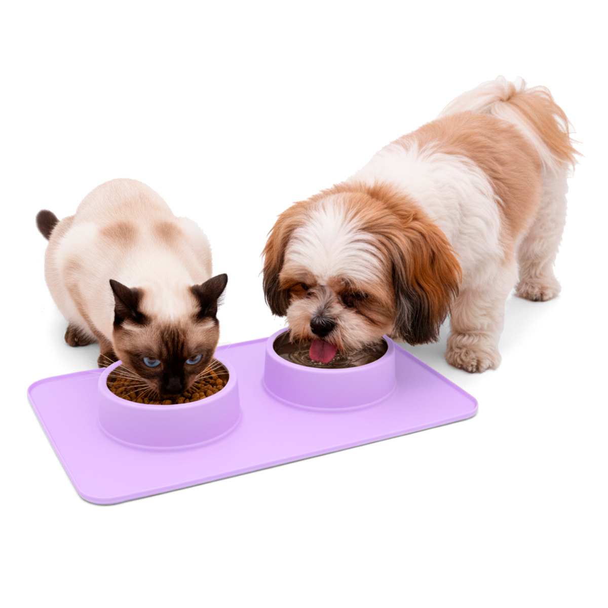 Comedouro bebedouro duplo silicone inox antiderrapante - Roxo — foto 6