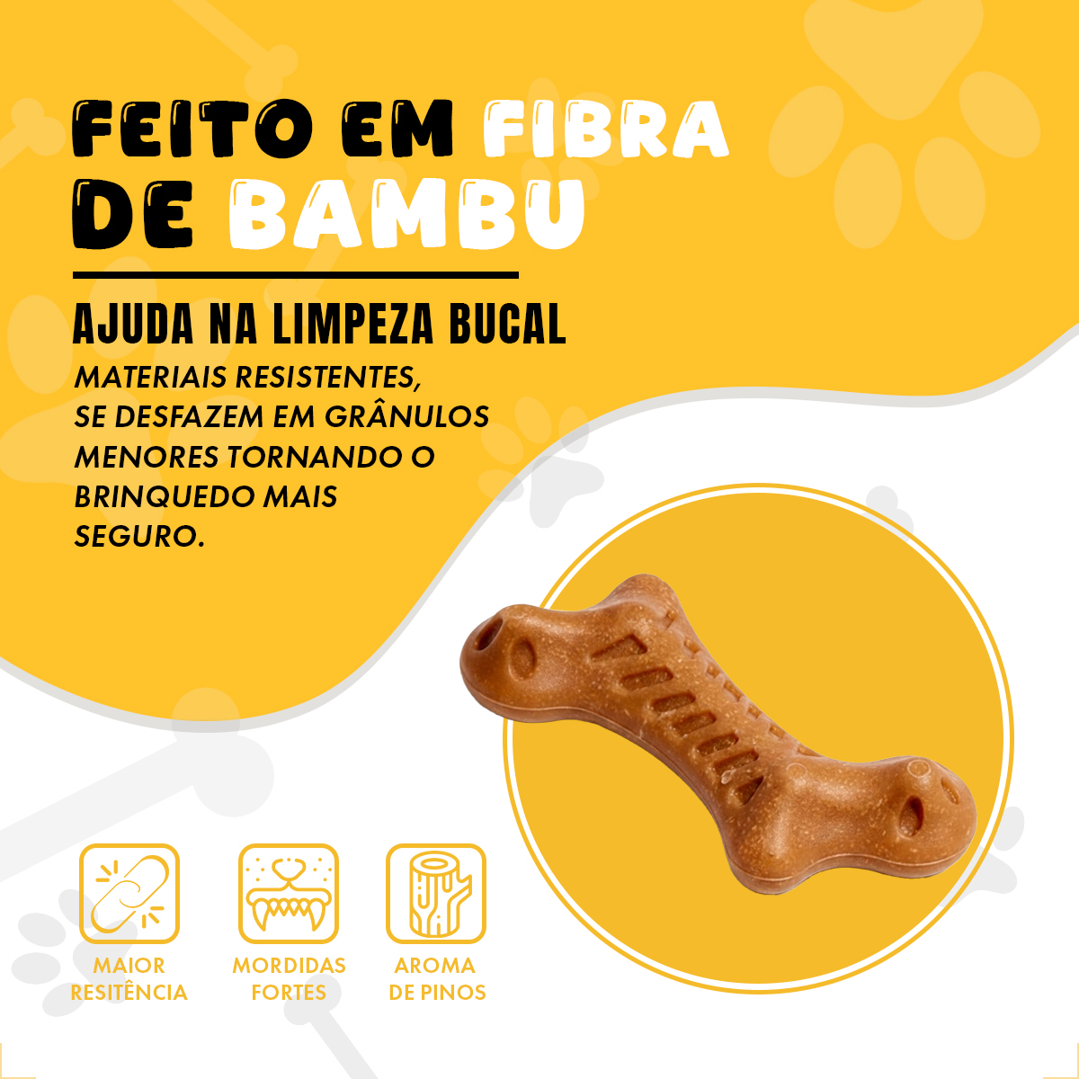 Osso Pet Cães Médios e Grandes Bambu FOFOS - Osso Lados — foto 4