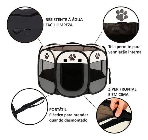 Cercadinho Pet Portátil Dobrável M  91 cm  - Azul — foto 4