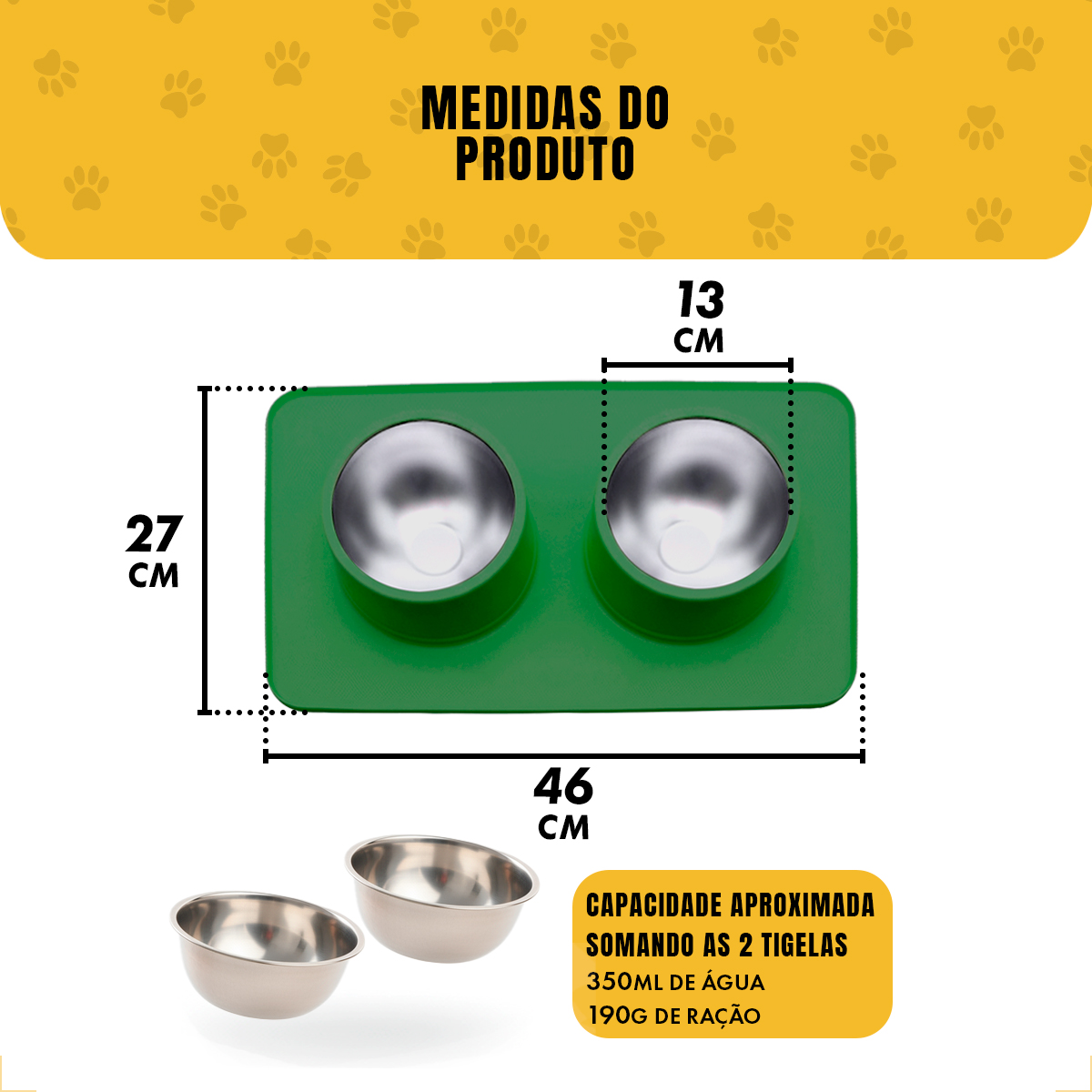 Comedouro bebedouro duplo silicone inox antiderrapante - Verde — foto 8