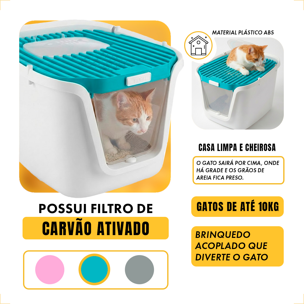 Banheiro Fechado Gatos Caixa GG 44C X 53L - Azul — foto 5
