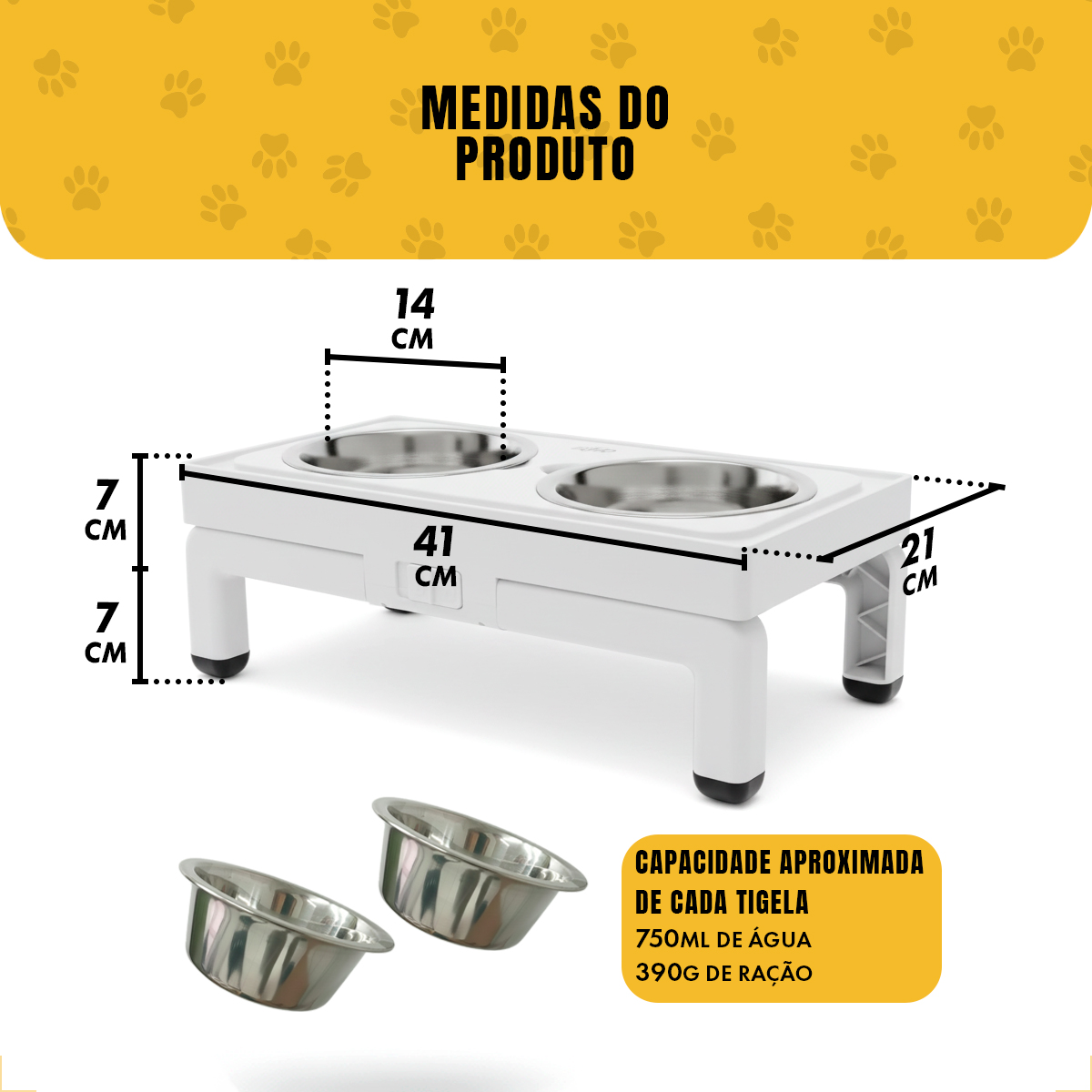 Comedouro Duplo Ajustável com 2 tigelas de 750ml — foto 4