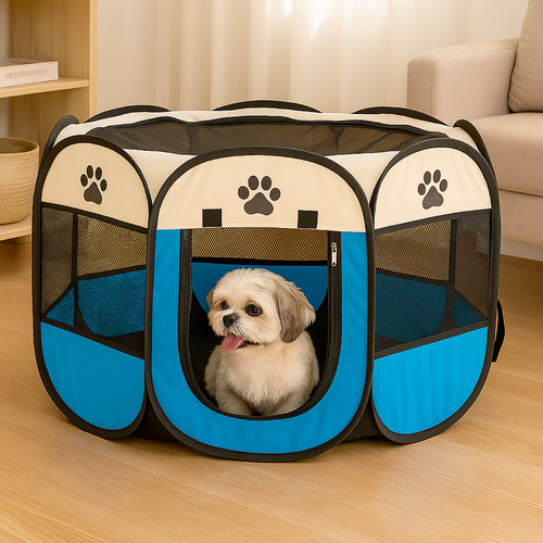 Cercadinho Pet Portátil Dobrável M  91 cm  - Azul — foto 6