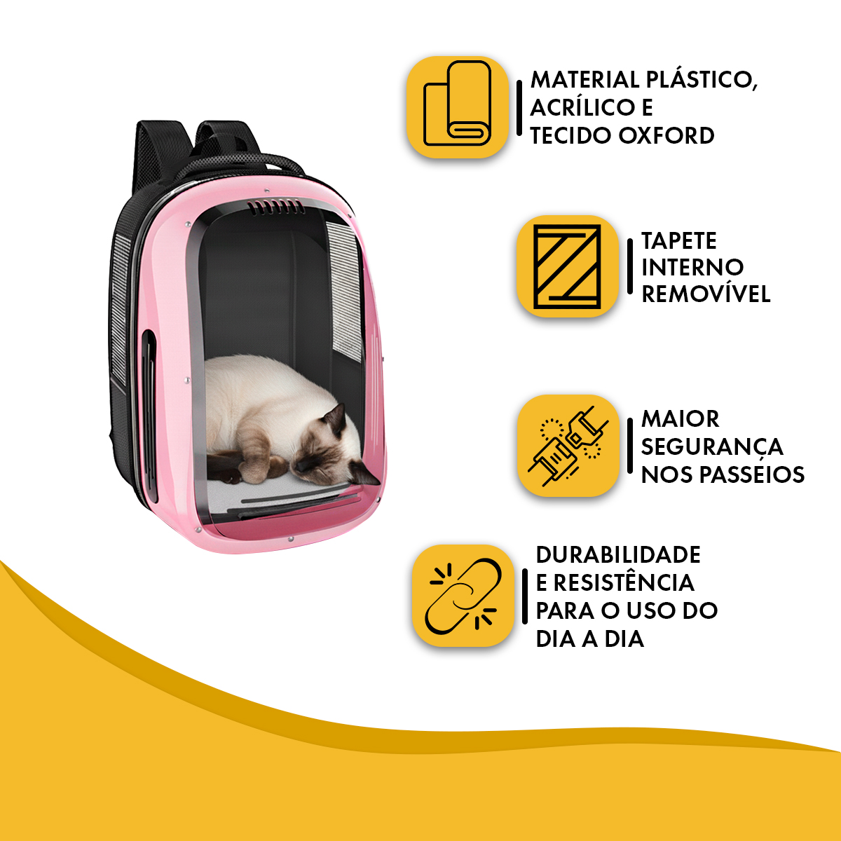 Mochila Pet Panorâmica Visor  Pet até 5 kg - Rosa — foto 4