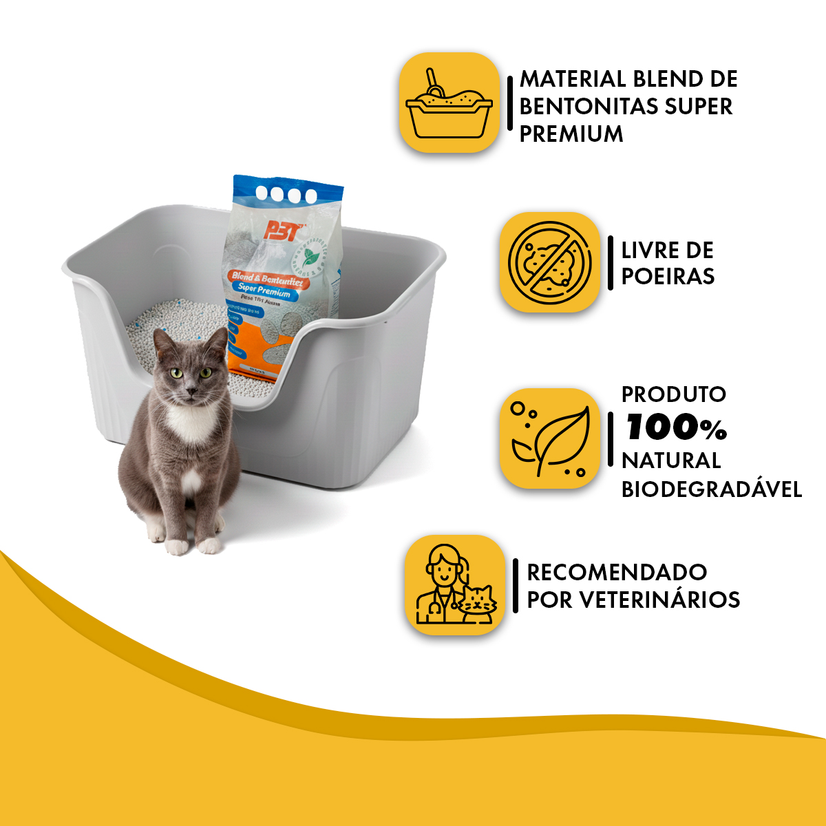 Bentonita Areia Sanitária Gatos 4kg Biodegradável P3T NATURAL — foto 7