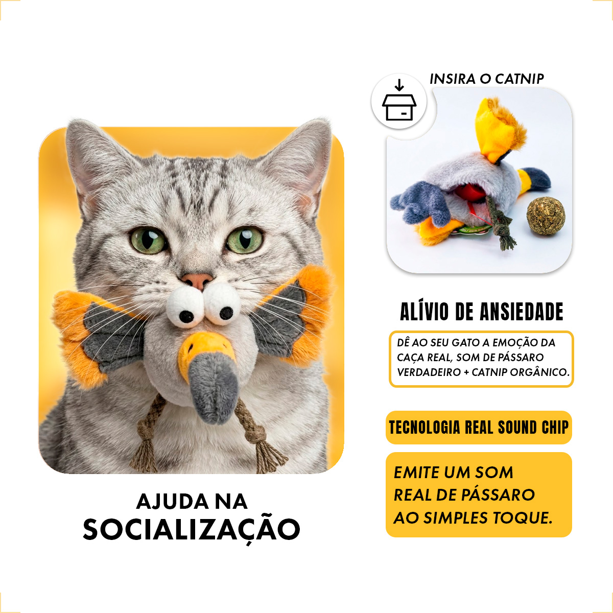 Brinquedo Interativo Som Bolinhas Catnip Aves/Passáros Gatos FOFOS - Águia — foto 6