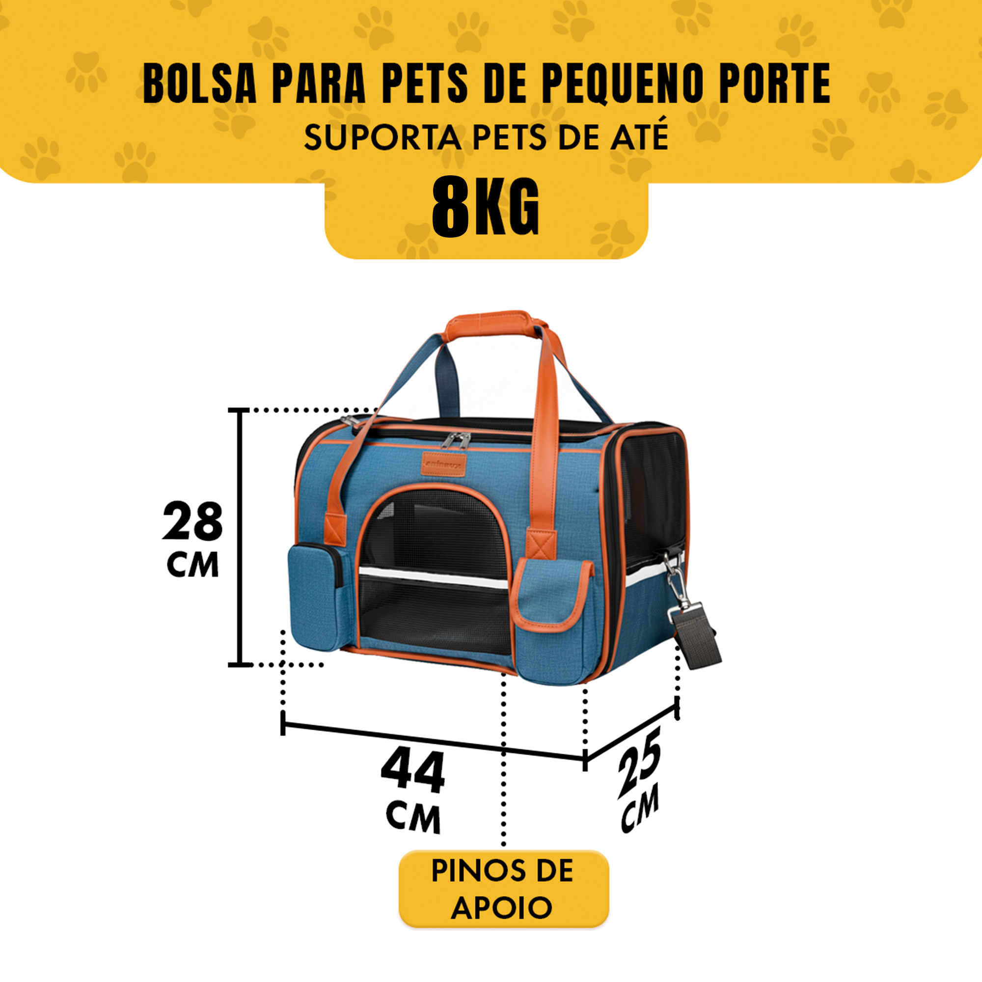 Bolsa Transporte Luxo Pet Viagem Passeio Aéreo Cães Gatos 8kg - Azul — foto 2