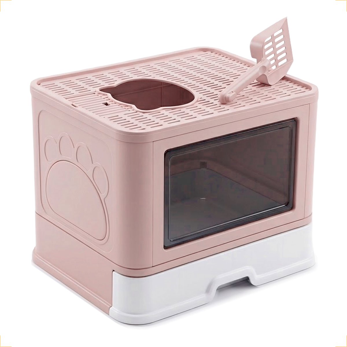 Banheiro Gato Fechado  Anti-odor + Pá + Coçadinha Luxo - Rose