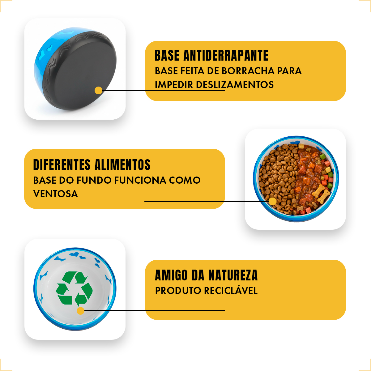 Tigela de Alimentação Comedouro Pet  Acrílico - M 550ml - AZUL — foto 5