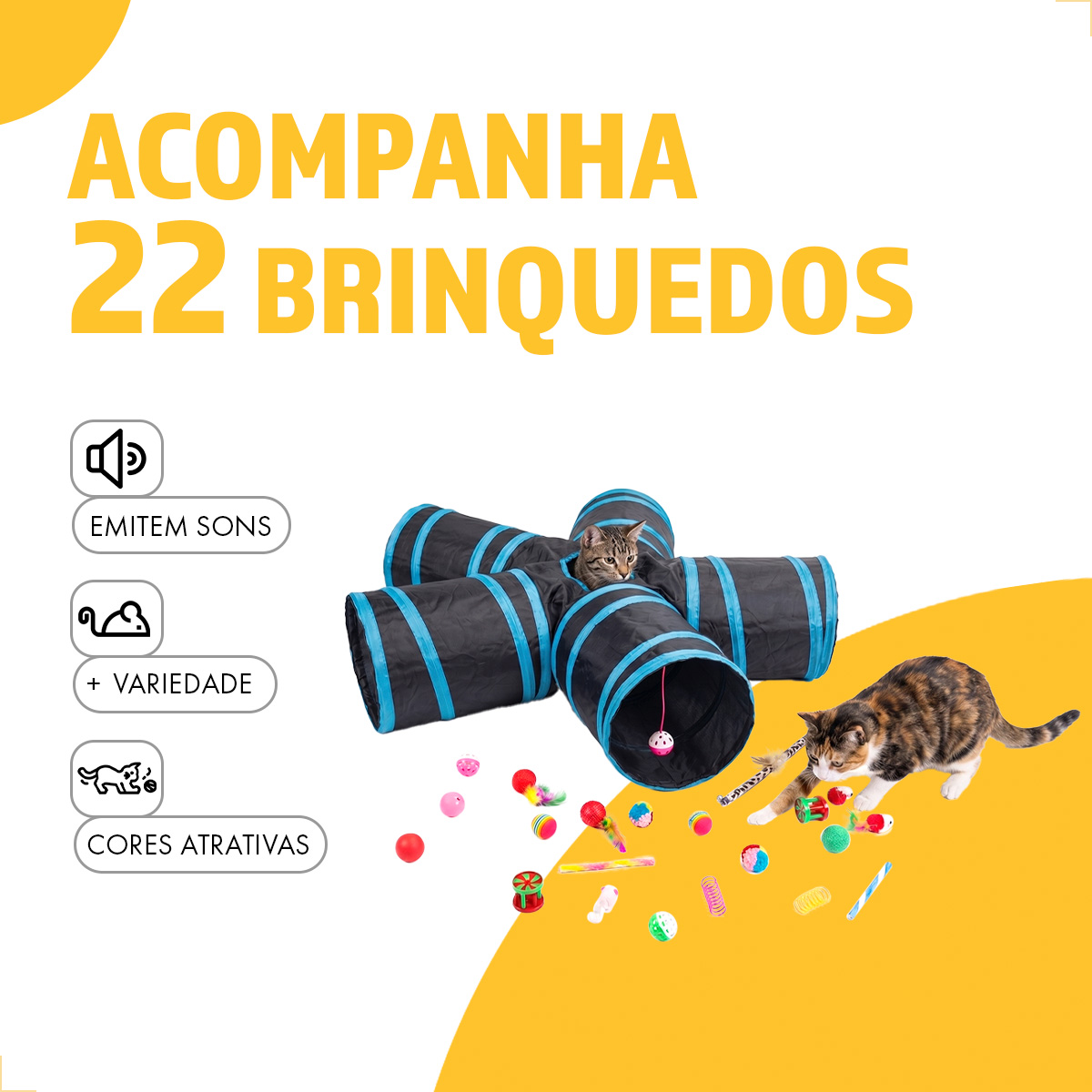 Kit Túnel de Gato 5 Saídas + 22 Brinquedos - Túnel 5 Saídas — foto 7
