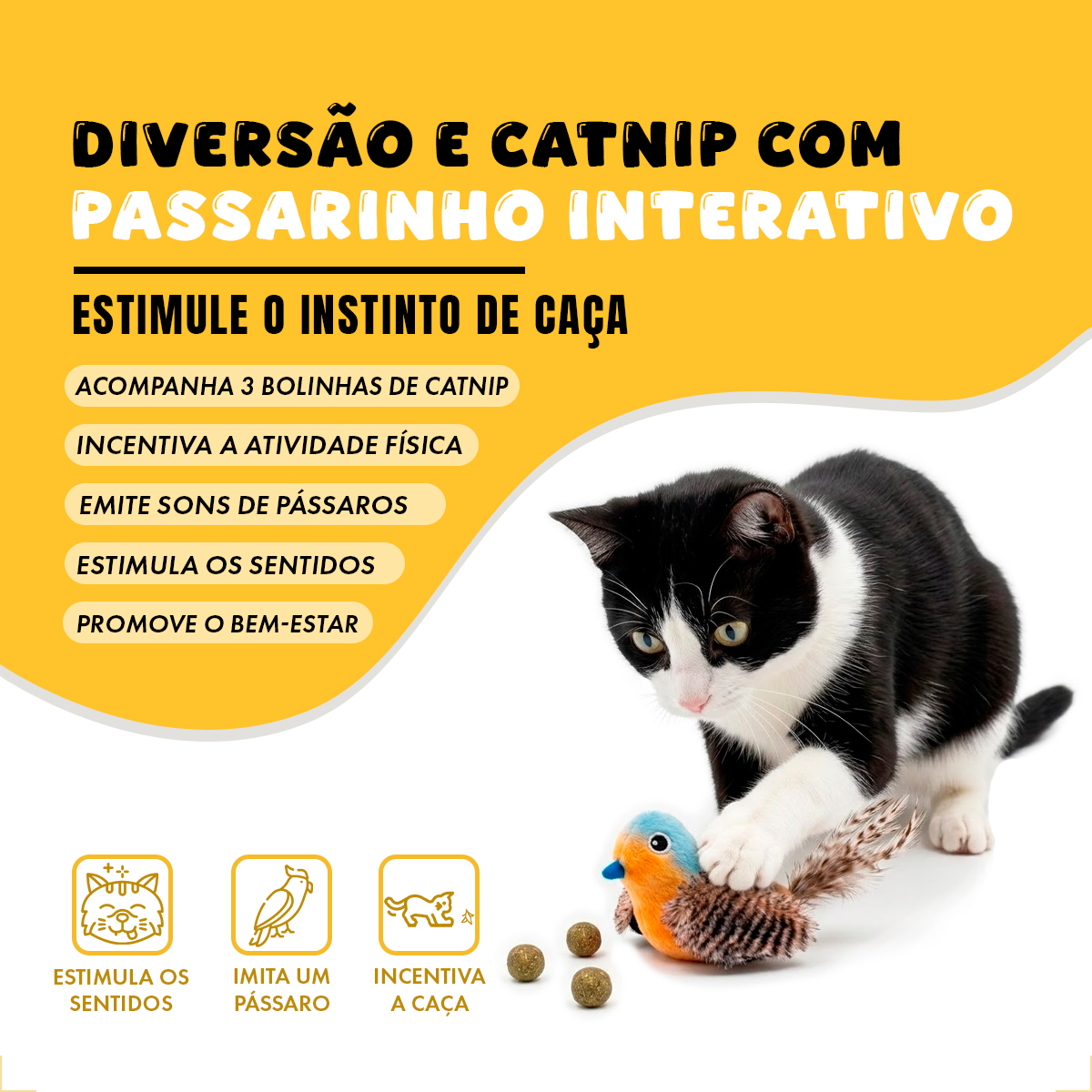 Brinquedo Interativo Som Bolinhas Catnip Aves/Passáros Gatos FOFOS - Pássaro Azul — foto 5