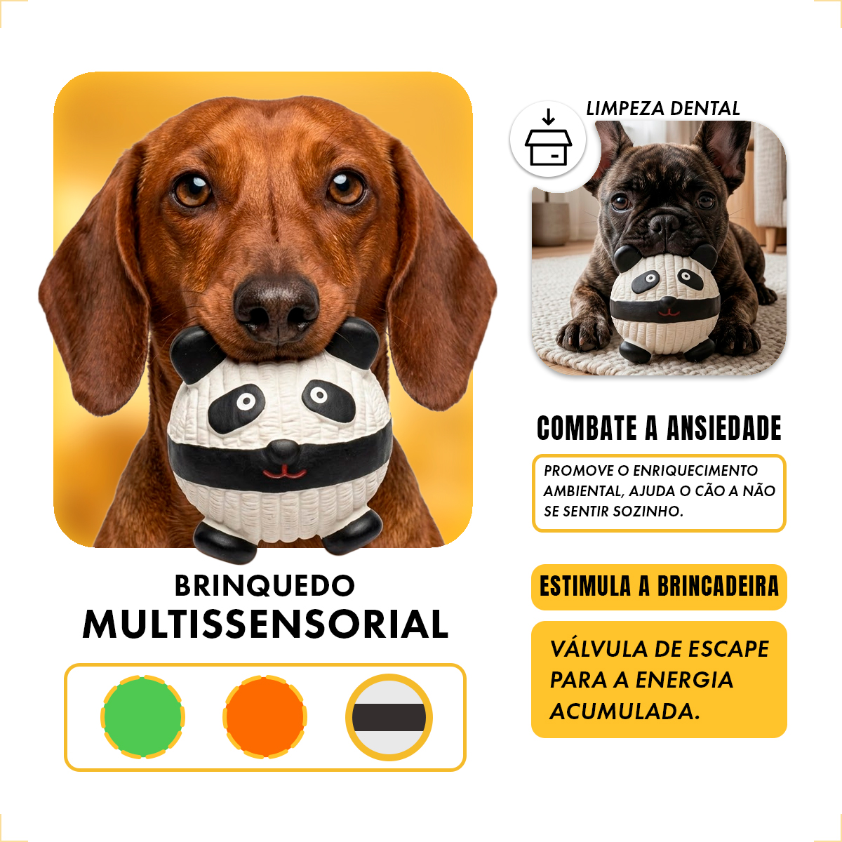 Brinquedo Látex Bola Animais Pet Cães FOFOS - Panda — foto 5