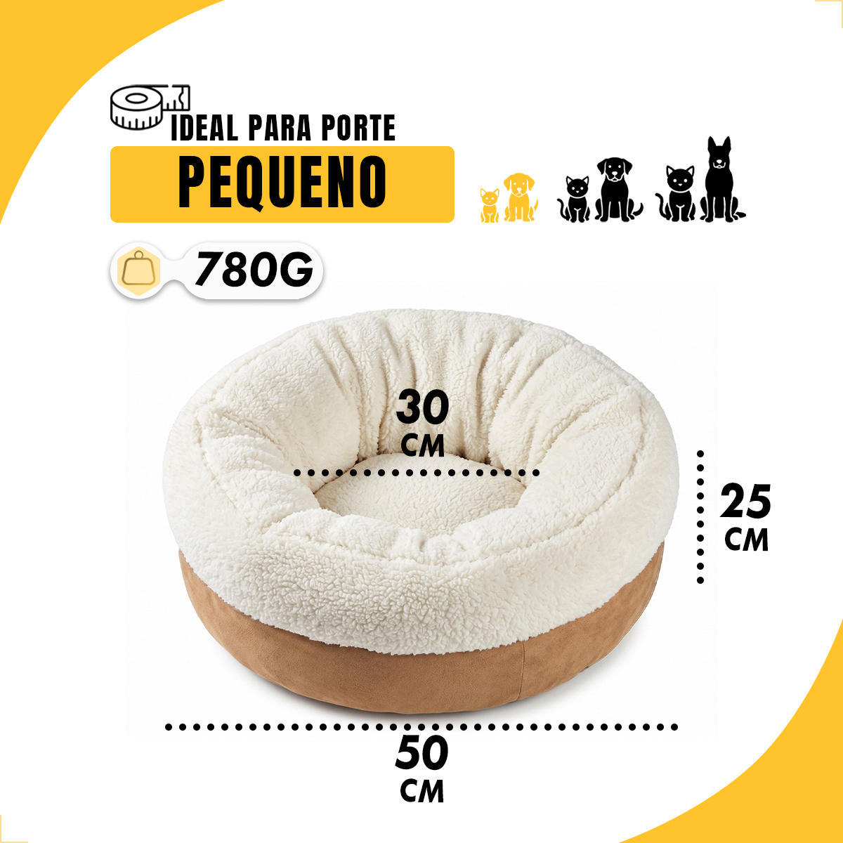 Cama Pet Luxo Donut - 50 cm Comp. x 25 cm  Alt. - BEGE — foto 3